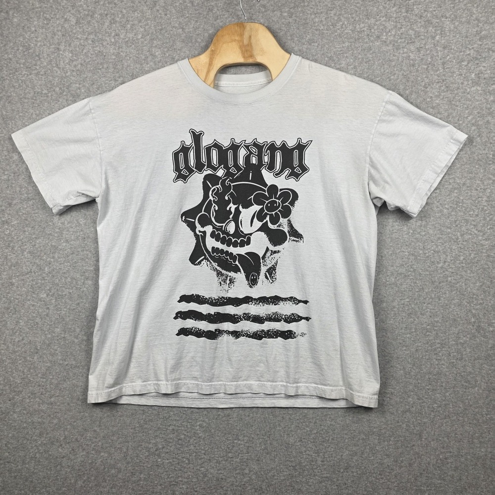 GLOGANG Shirt Mens‎ XL Gray Skull Gloyalty Graphic Streetwear Double Sided Tee